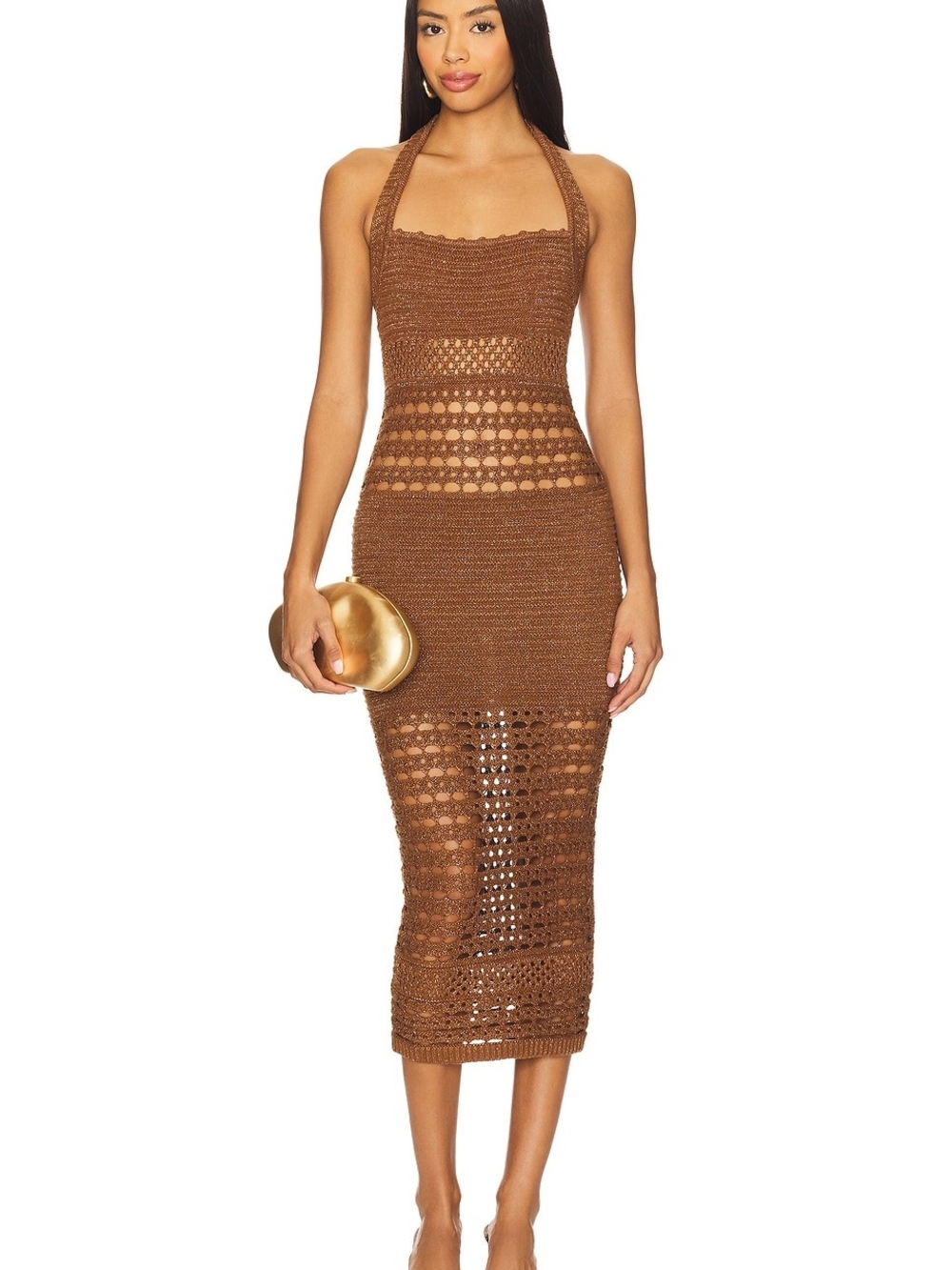 NWT Retrofete Jaycee Crochet Dress in Sepia & Bronze Size Extra Small